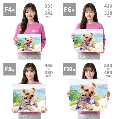 うちの子・ペット似顔絵 水彩画｜キャンバスパネル・デジタルデータ｜犬 猫 オーダーメイド プレゼント メモリアル